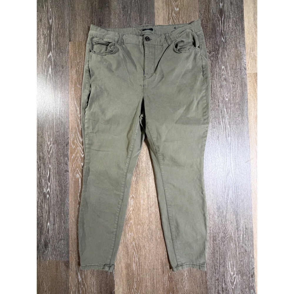 Rue+ Skinny Pants Womens 16 Olive Green Stretch Cotton Modal Tapered Leg